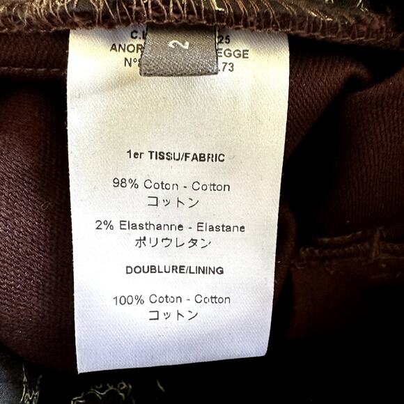 Cotelac Pants Skinny Trouser Ankle Career Preppy Zip Fly Cotton Brown NWOT M/L - Picture 3 of 5